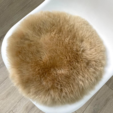 Round Sheepskin Seat Cushion - Non-Slip Merino Long Wool Seat Pad for Ultimate Comfort and Support